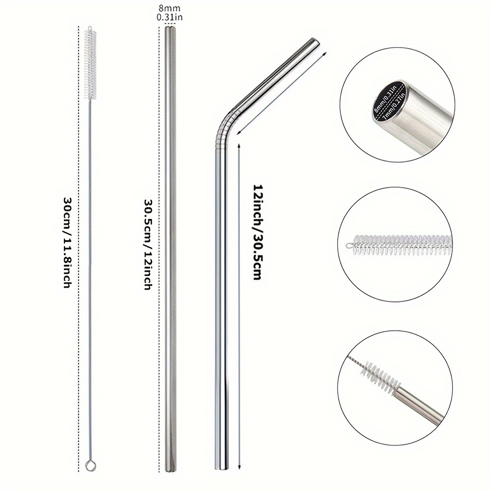 Metal Straws With Silicone Tip, Wide Stainless Steel Straws For Smoothies  And Shakes, Reusable Straws With 2 Cleaning Brushes,1 Portable Bag,  Chrismas Party Supplies - Temu