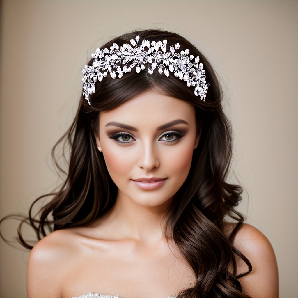 

French Style Bridal Headwear Hair Accessories Party Hair Jewelry Tiara, Rhinestone Women Headband For Wedding Headdress