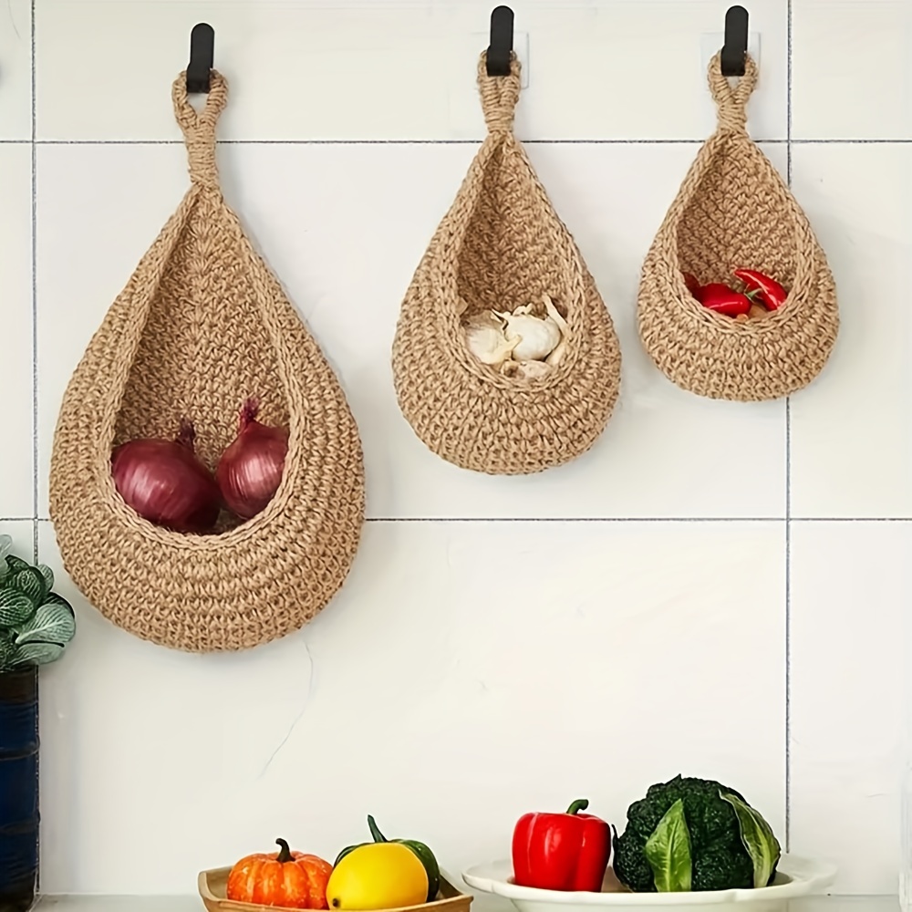 Boho Teardrop Hanging Basket for Kitchen Storage