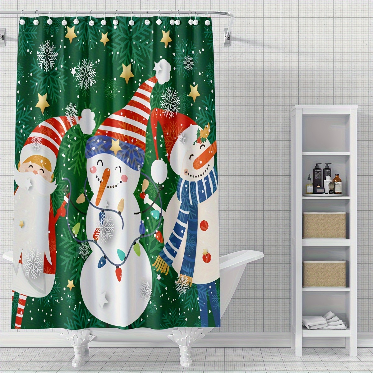 Scarf Snowman Shower Curtain Waterproof Shower Curtain - Temu