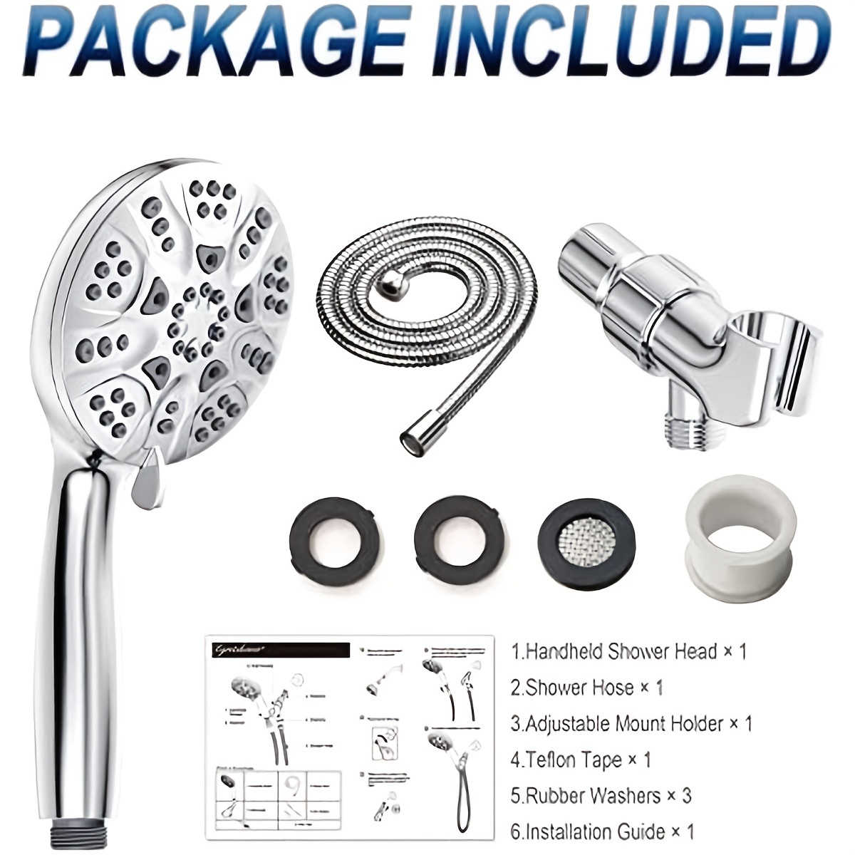 Handheld Shower Head Adjustable 4/6 Spray Settings Stainless Temu