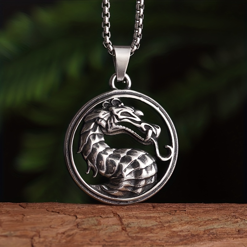 Fashion Dragon Pendant Necklace Mortal Kombat Pendants Glass - Temu