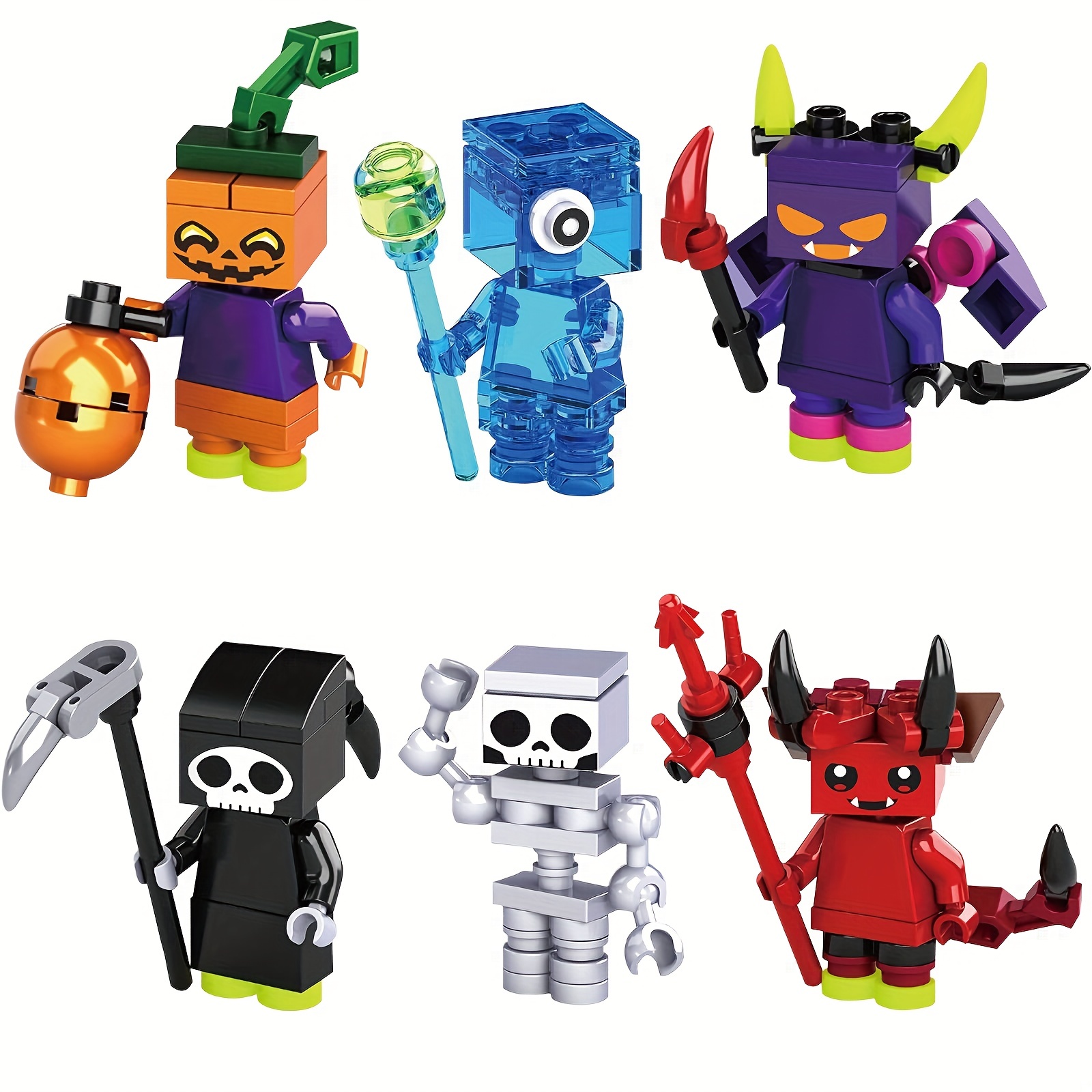 6 Peças De Blocos De Construção De Personagens De Esqueleto, Com Cabeça De  Abóbora, Figuras De Ação De Arma De Caveira, Brinquedos De Coleção,  Presentes De Halloween - Brinquedos E Jogos - Temu Portugal