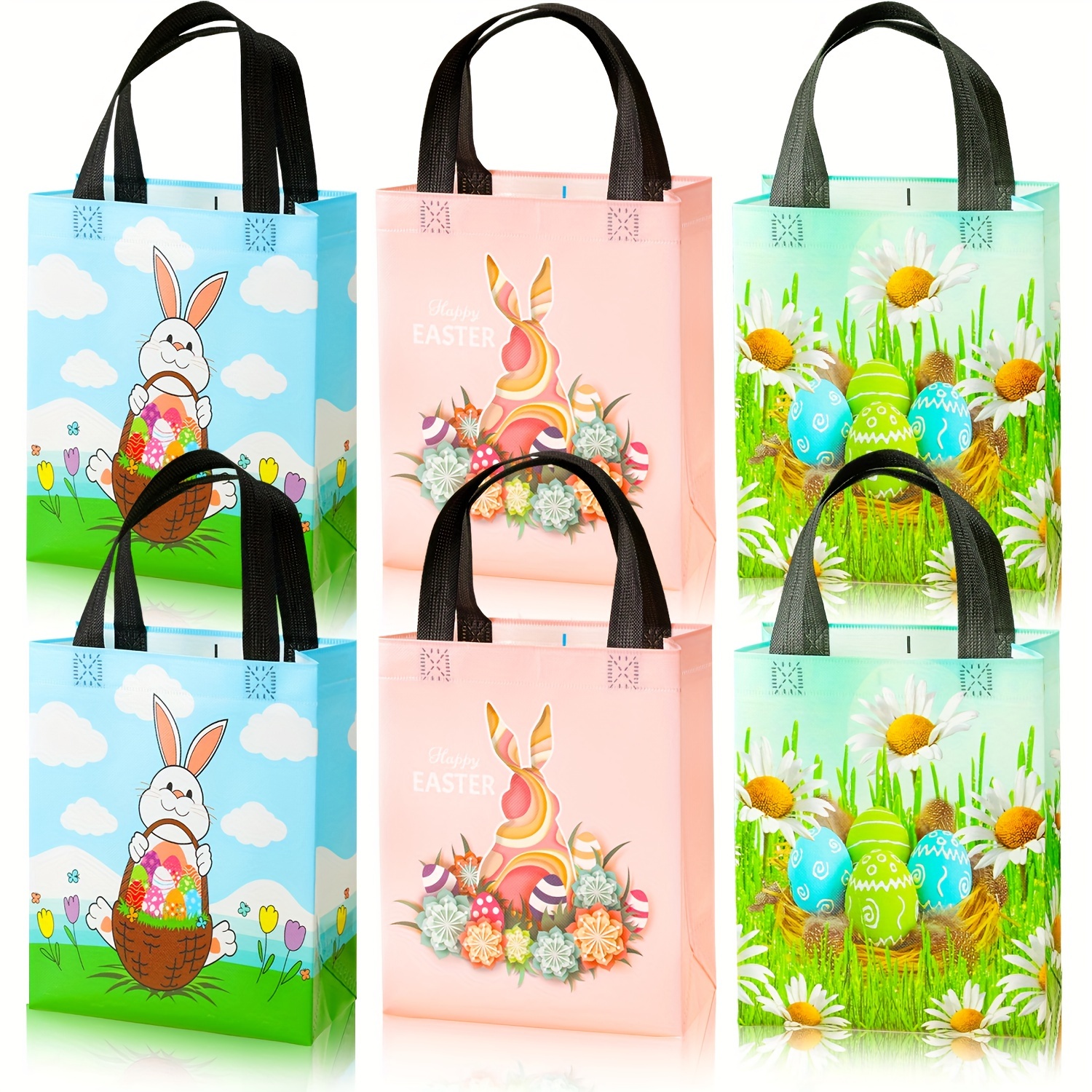 3/6pcs Medium Size Easter Tote Bags Easter Party Bags. Easter Bag, Chocolate , , Bunny, Reusable Shopping Bag, Hunting Supplies, Shopping Bag