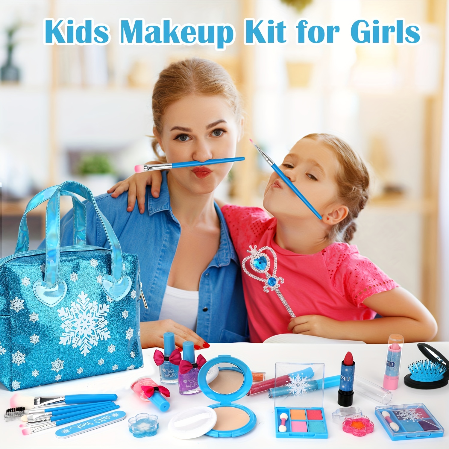 Washable Kids Makeup Girl Toys - Non Toxic Real Kit for Girls