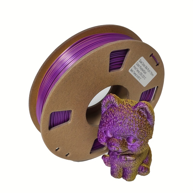 Filamento de seda PLA de 0.112 in, filamento de impresora 3D, carrete de  2.2 lbs, filamento de seda PLA metálico brillante, dorado
