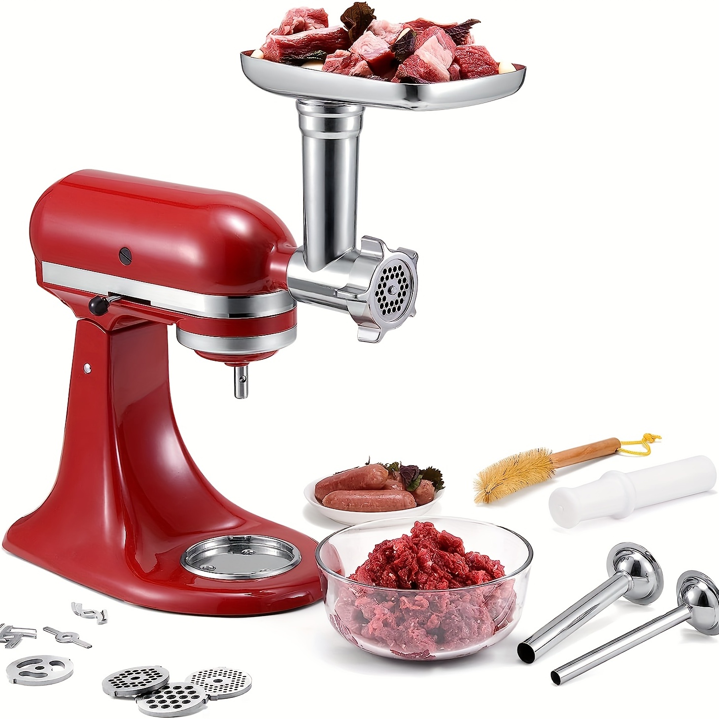 Metal Food Grinder Attachments For Kitchenaid Stand Mixers, Meat Grinder,  Sausage Stuffer, Perfect Attachment For Kitchenaid Mixers,  Silvery(machine/mixer Not Included) - Temu