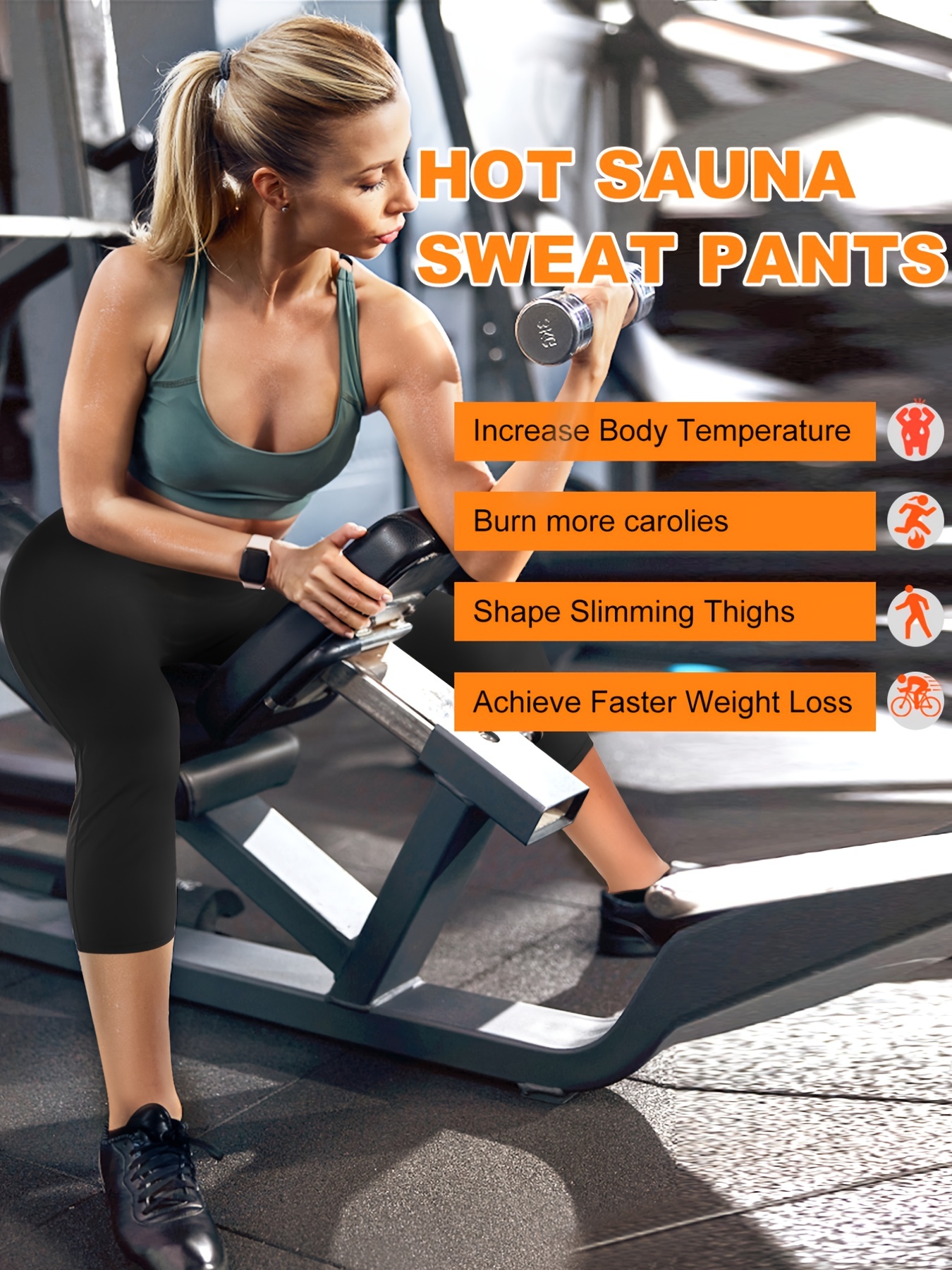 Women Sauna Sweat Pants Training Leggings Workout Capri Pants Sweating  Shaper US