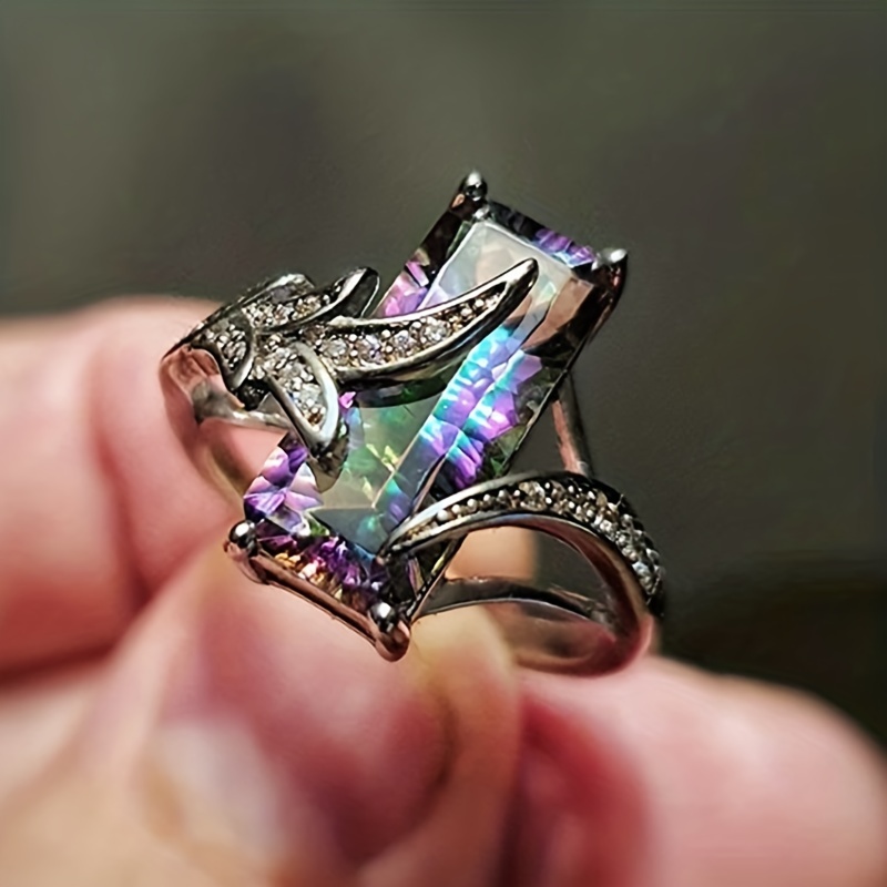 Rainbow cubic hot sale zirconia ring