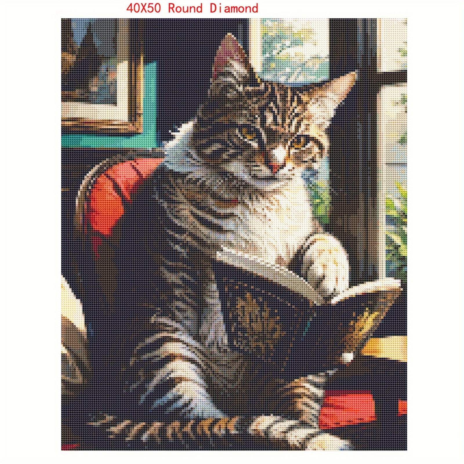 Cartoon Cat Reading Book 5d Te Pittura Diamante Mosaico - Temu Italy