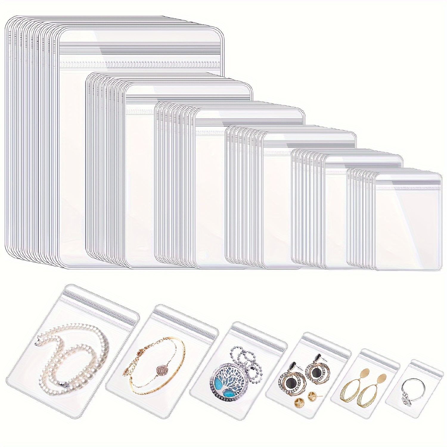 PVC Jewelry Bags Small Transparent Self-Sealing Plastic Zip Bags for  Storing Bracelets Rings Earrings Zipper Anti-Oxidation Ziplock Storage  Pouch