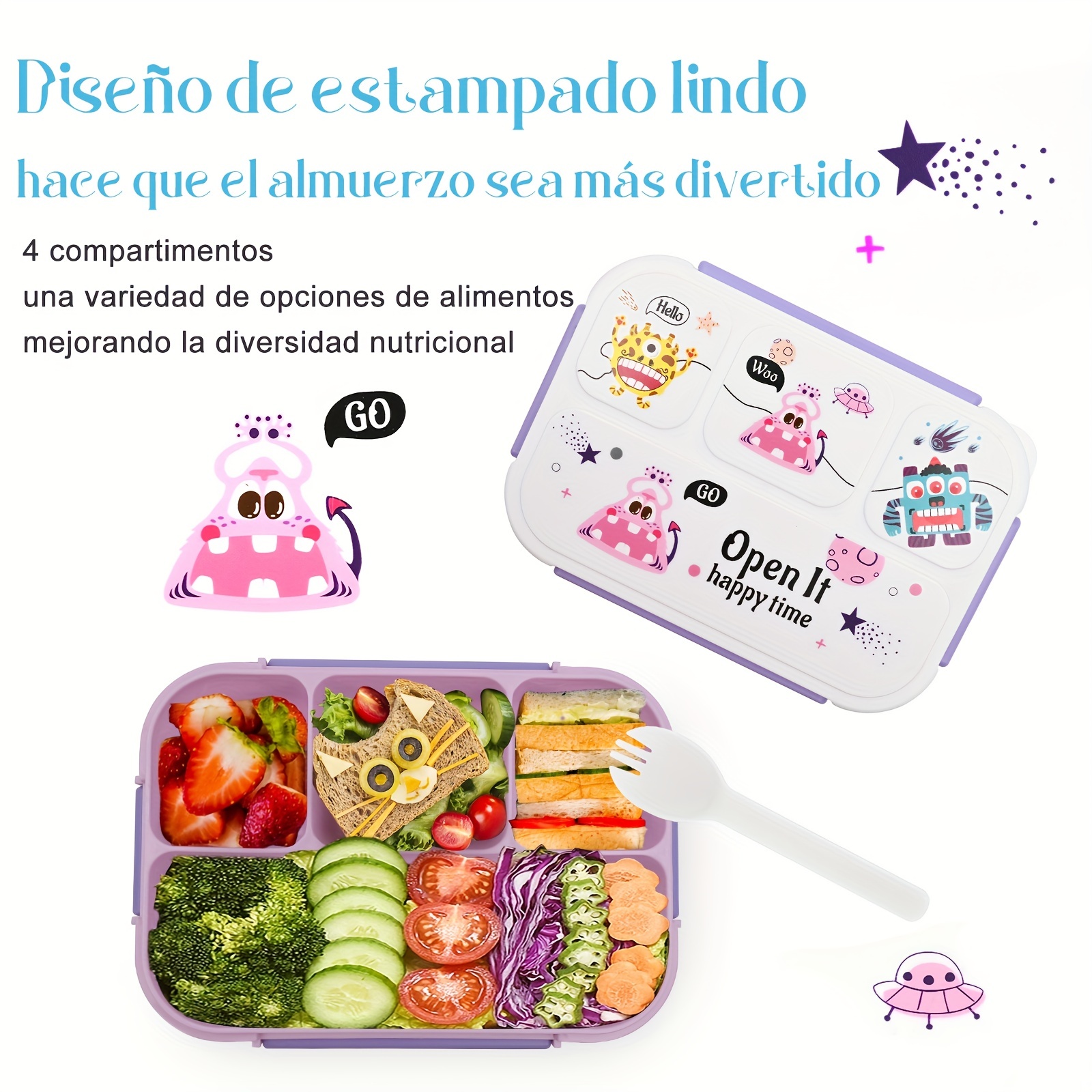 Bento Box Lunch Box Para Adultos Niños Contenedores De Compa