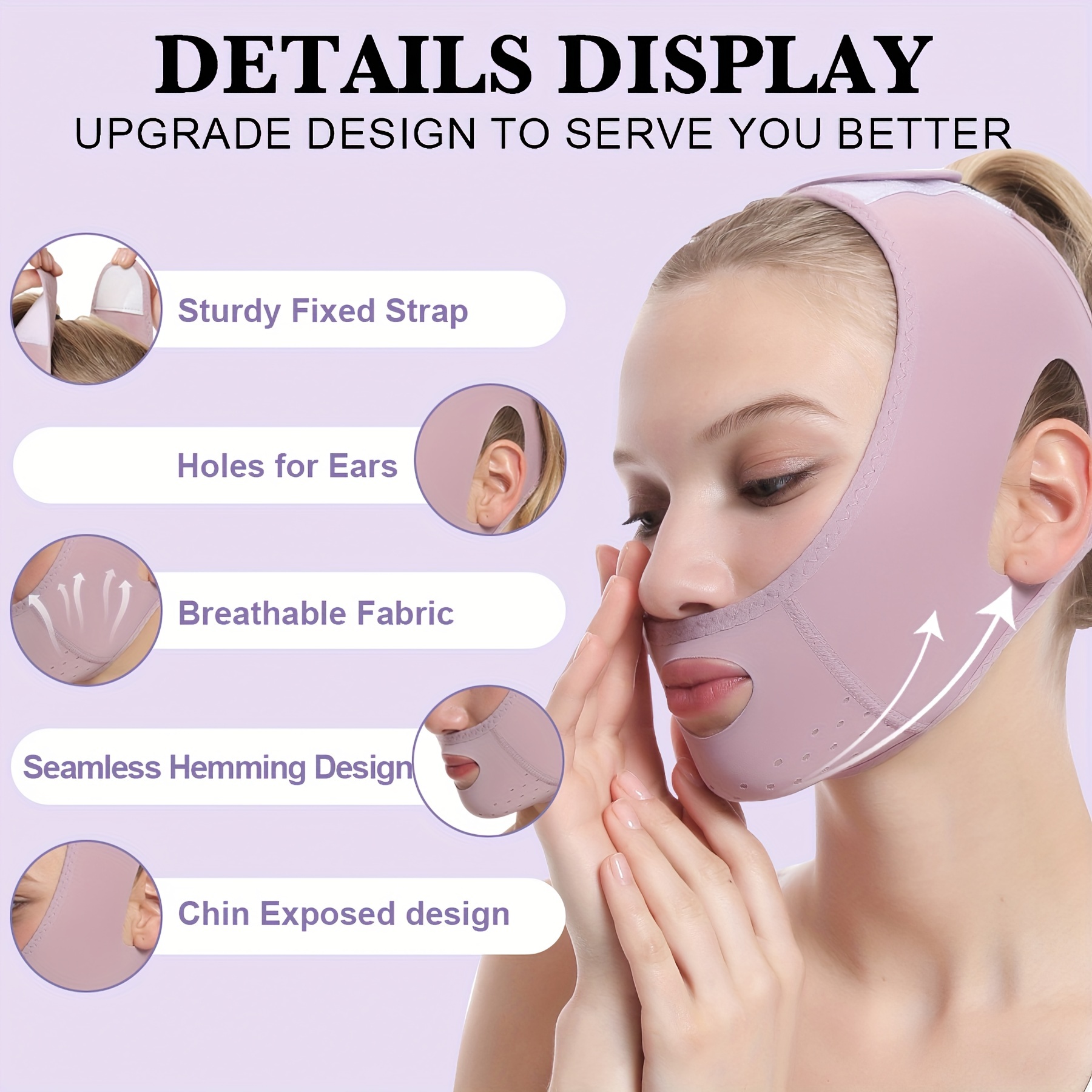Face Lift Belt, 1pc Face Beauty Mask, Seamless Hemming Design, Ice Silky  Breathable Thin Face Mask V-shaped Face Belt Reusable