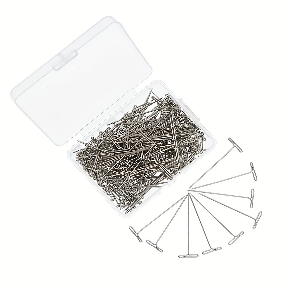 50pcs Wig T-Pins 2Inch Stainless Steel Wig Pins For Wigs Foam Head, T Pins  For Sewing, Wig T Pins, Blocking Pins, T Pins For Office Wall With Plastic