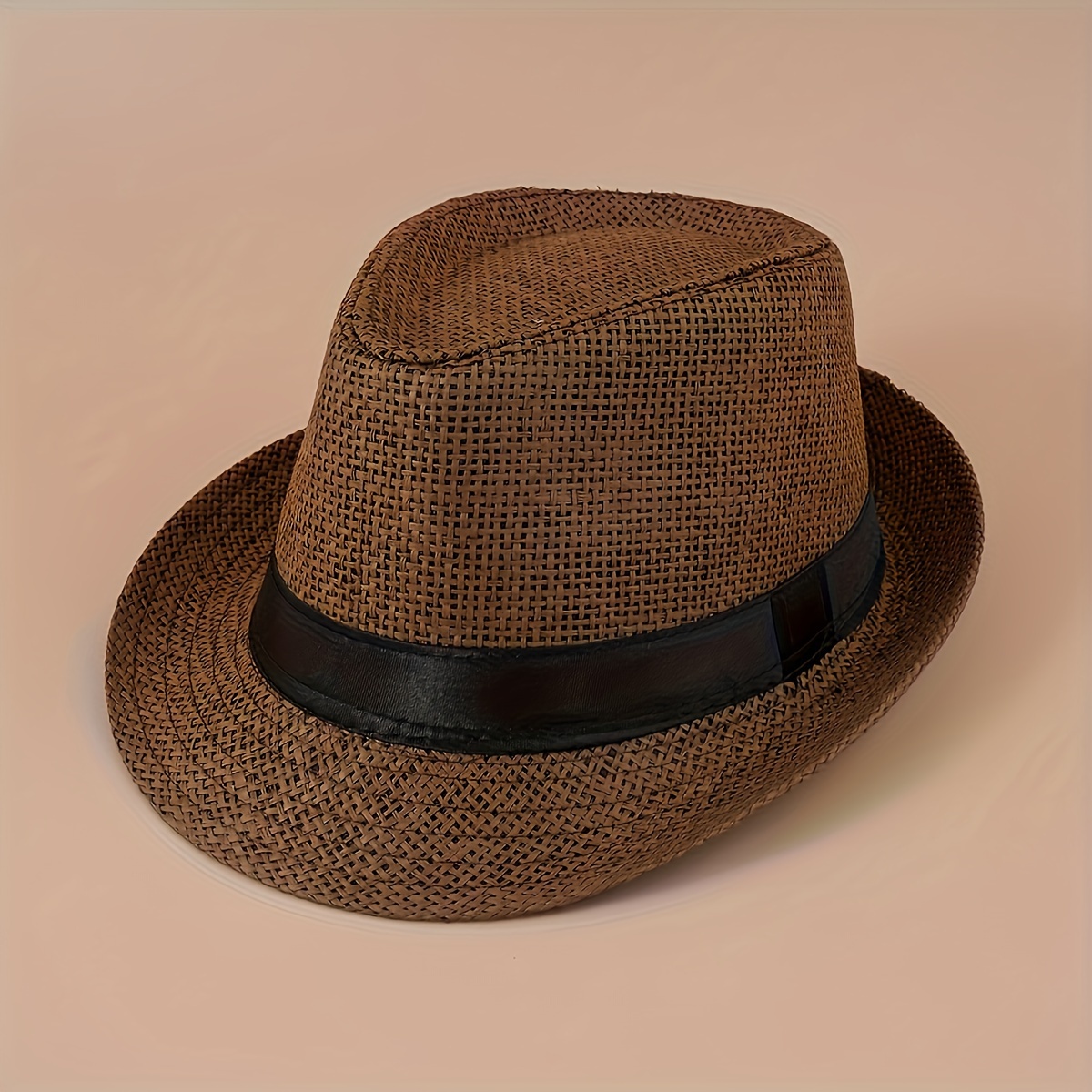 Classic Unisex Fedoras Solid Color Short Brim Straw Sun - Temu Canada