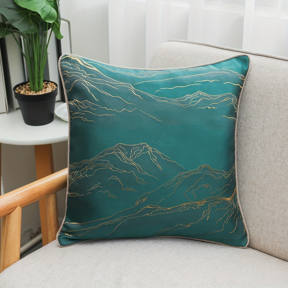 Jacquard Mountain Pattern Pillowcase Sofa Cushion Pillow - Temu