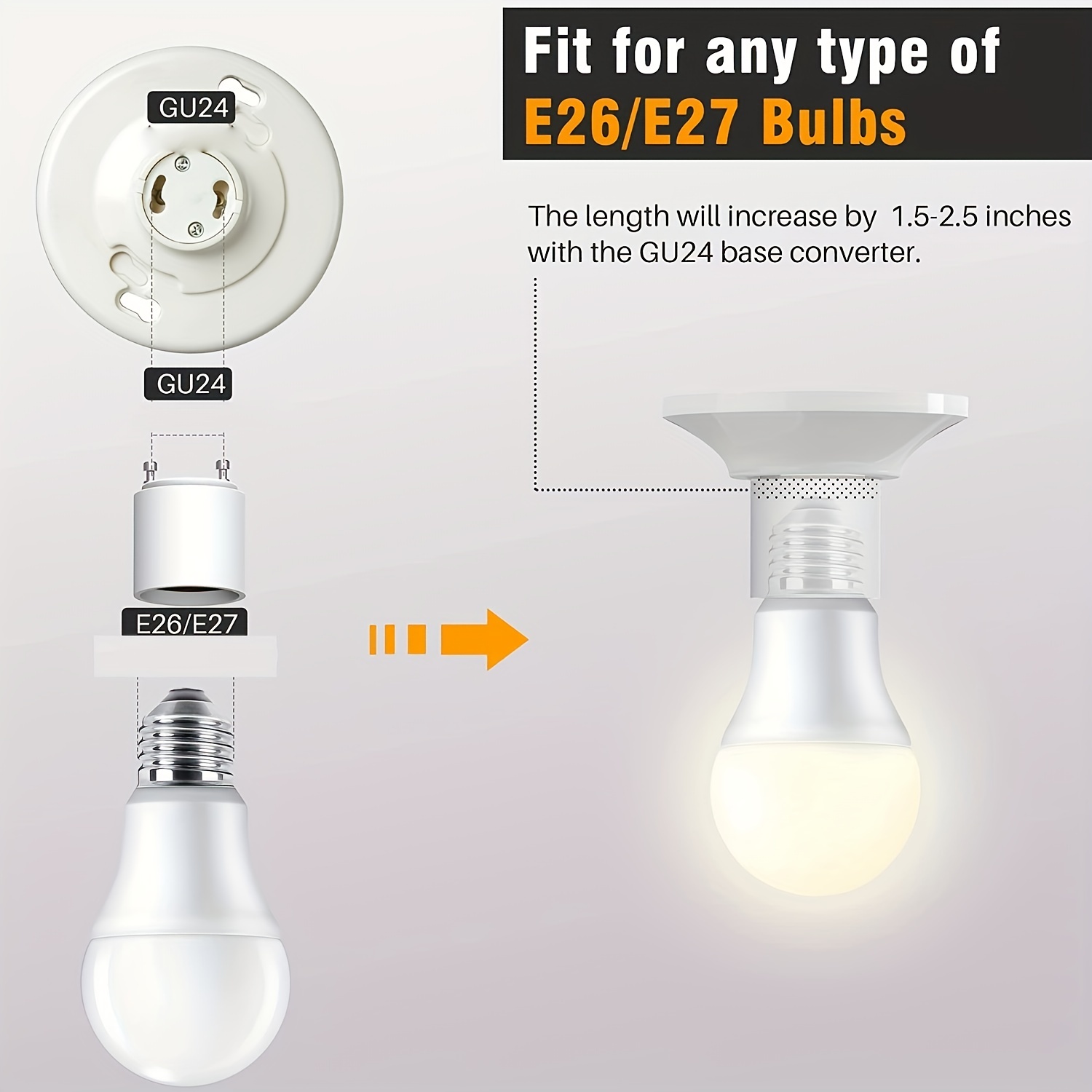 EAZY CASE Lampenfassung Lampensockel Sets GU10 auf E27 Adapter Fassung  Lampe Stecker Glühbirne, (Spar-Set, 4-St), Lampenadapter GU10 zu E27  Adapter