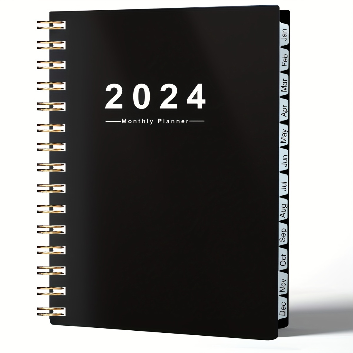 Planificateur 2024 avec autocollants, couverture rigide, planificateur  journalier 2024 avec onglets, planificateur hebdomadaire mensuel à double