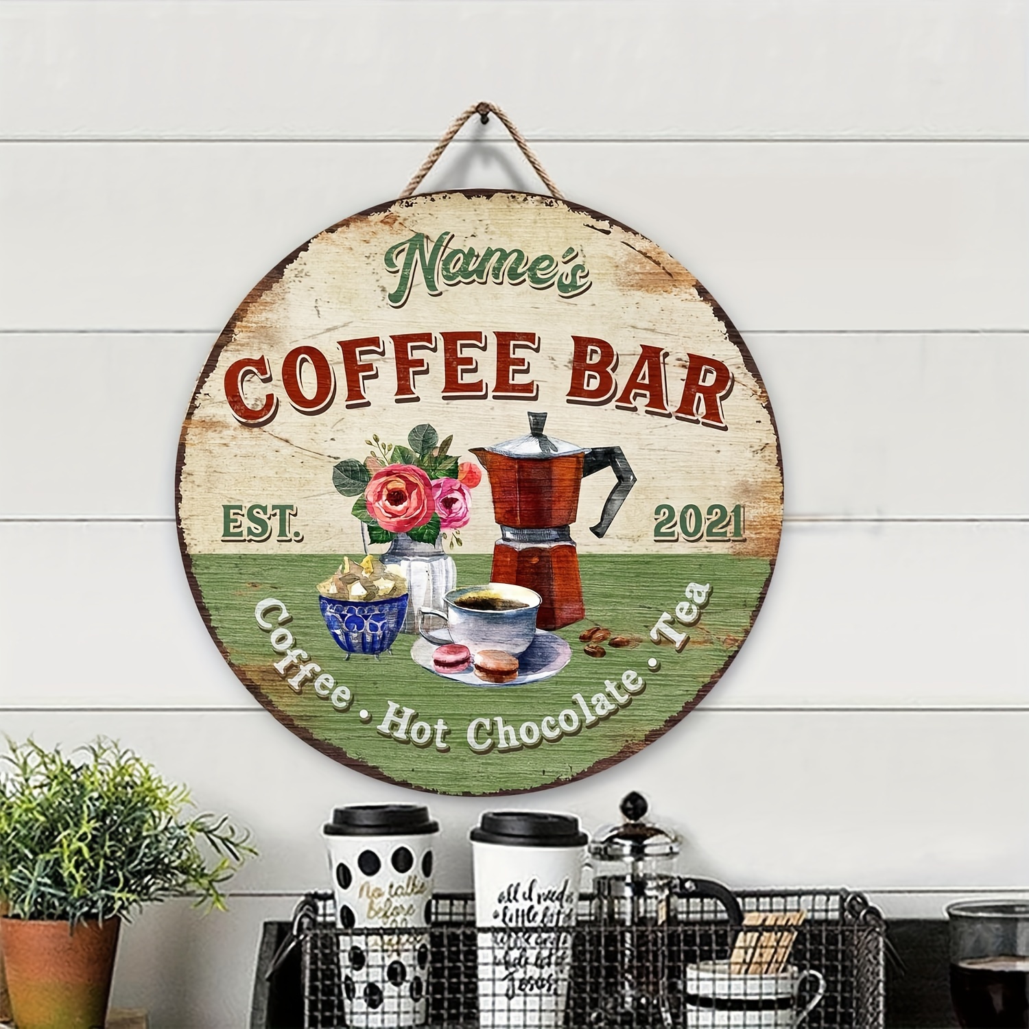  WODORO Custom Coffee Bar Wood Sign (Not Carved or Neon