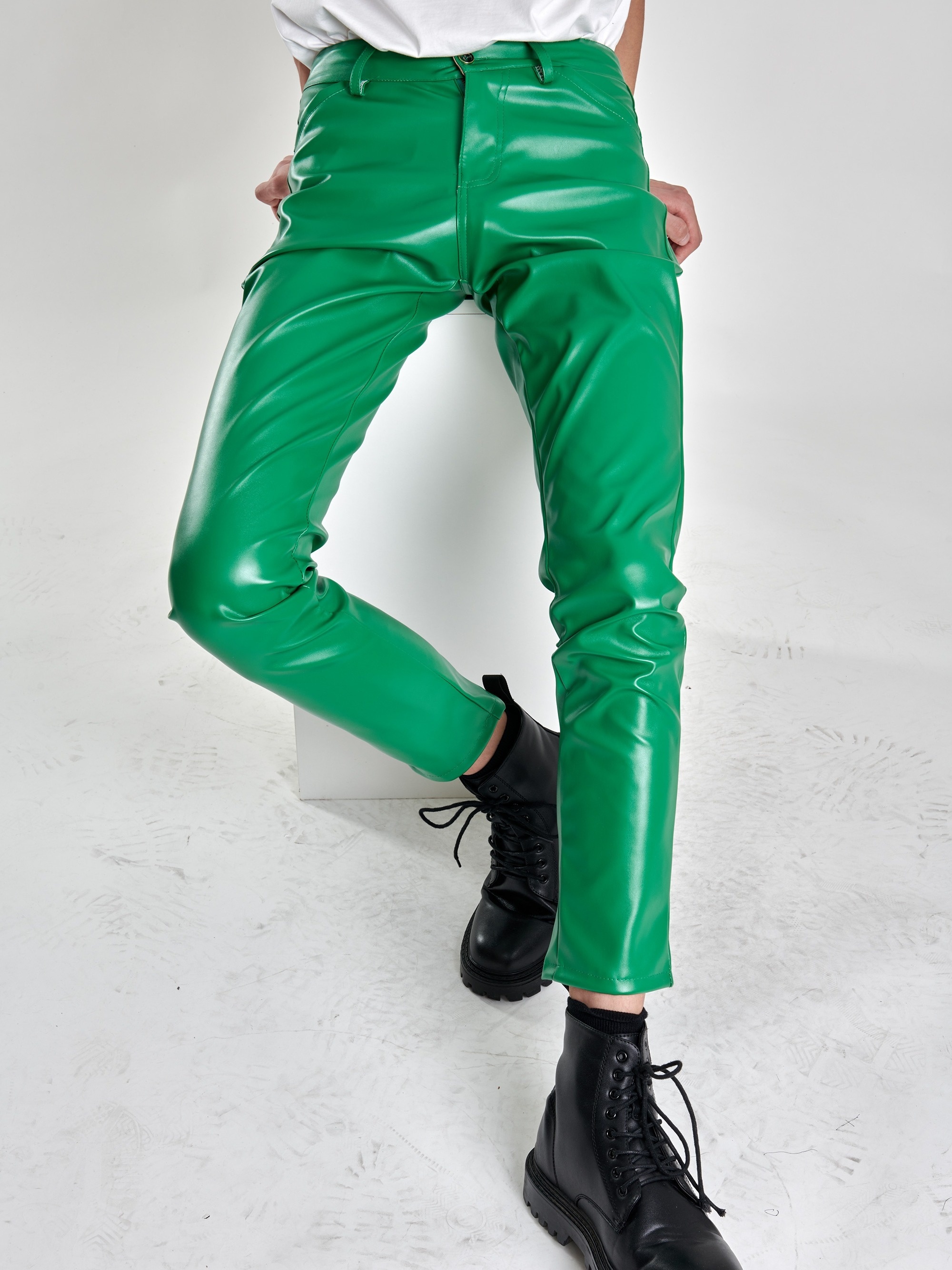 Mens Casual Night Club Patent Leather Pants Slim Fit Straight Leg Trousers  Christmas Party Tights (Color : C, Size : 180 cm) : : Clothing,  Shoes & Accessories