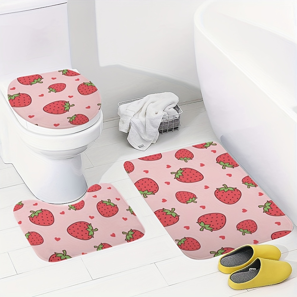 Cute Strawberry Flower Pattern Bath Rug, Soft Non-slip Bath Mat, Absorbent  Entry Door Mat Shower Carpet For Home Bathroom, Bathroom Accessories,  Teenager Gift - Temu