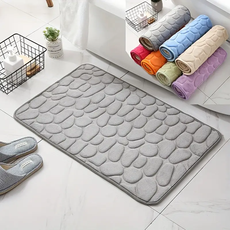 Solid Gray Water Absorb Bathroom Mat, Mat Size: Medium
