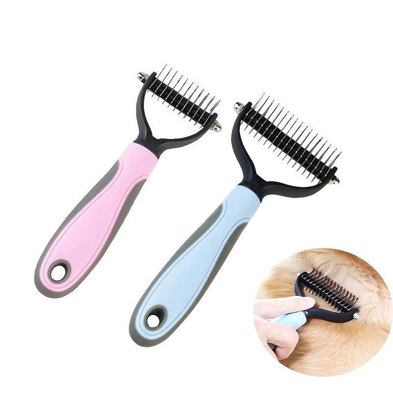 Pet Cleaning Comb Grooming Comb Hair Removal Rake Double Sided Stainless  Steel 2in1 Cat Hair Brush | Free Shipping For New Users | Temu