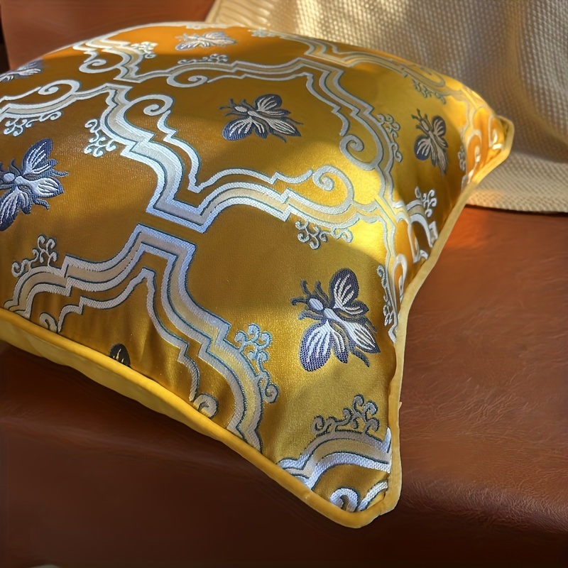Golden Bee Black Flow Gold Jacquard Pillow Cover Luxury - Temu
