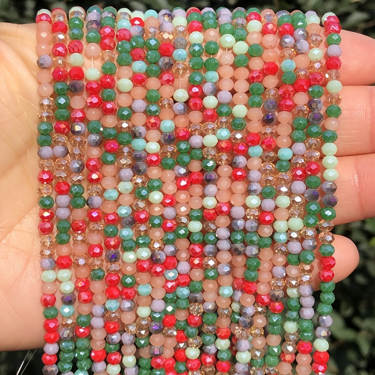 Ab Red Green Multicolor Faceted Rondelle Crystal Glass Beads - Temu