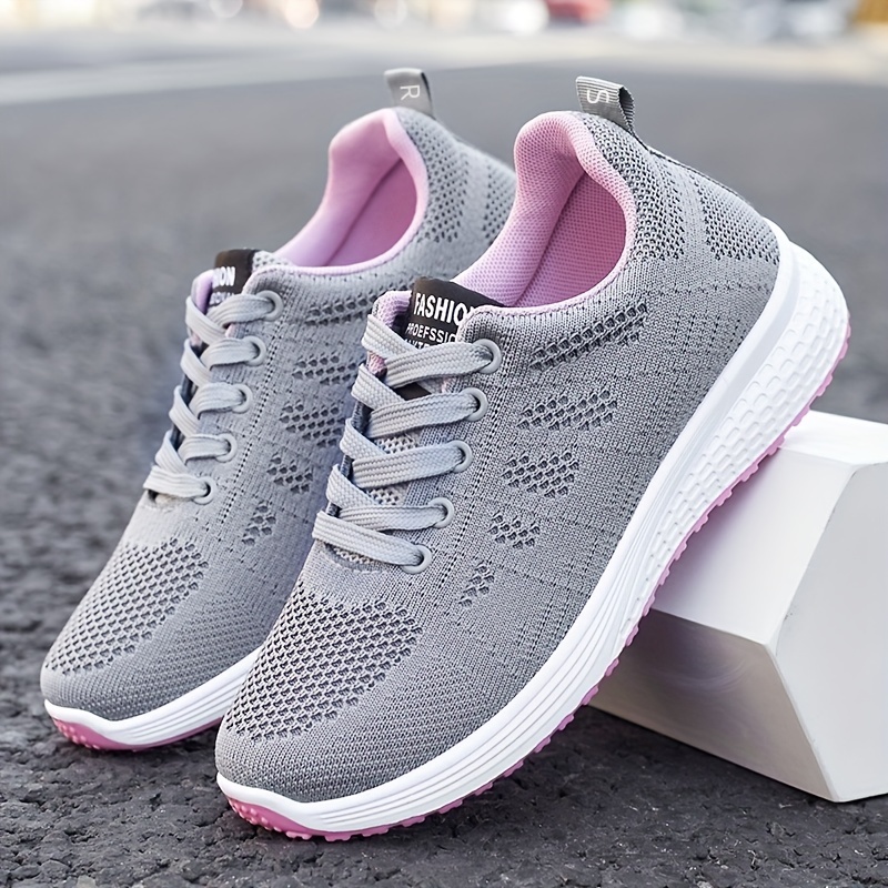 Women's Knitted Sports Shoes Comfort Lace Low Top Running - Temu