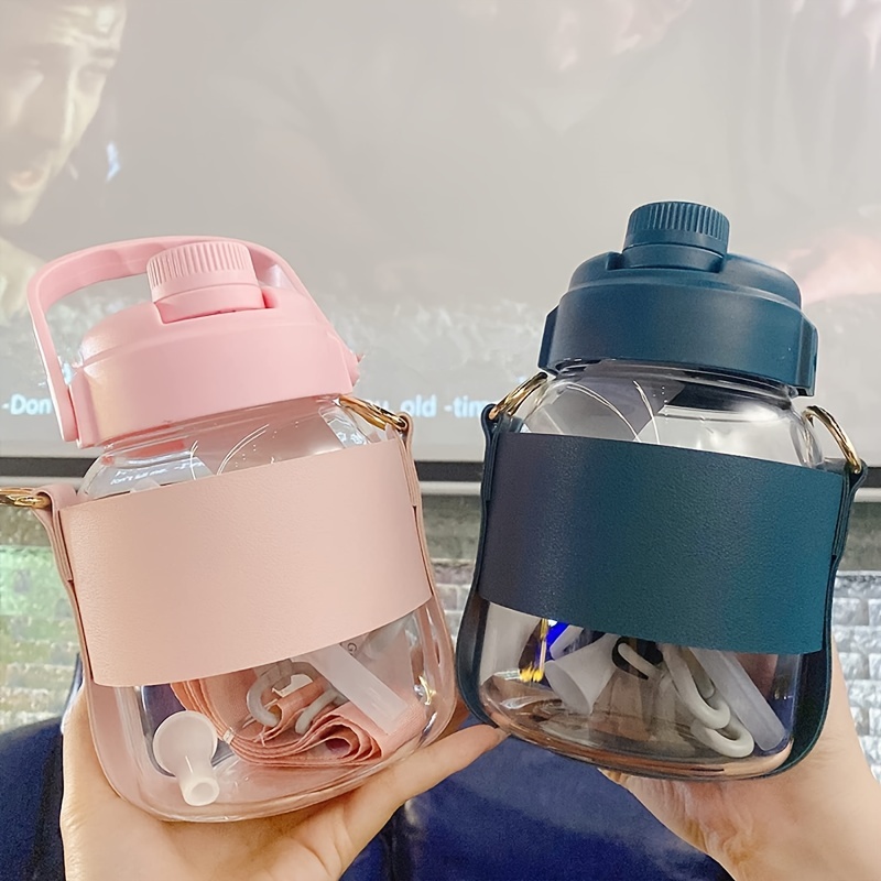 Glass Water Bottles Clear Cute Water Bottles With Straw - Temu