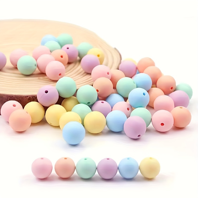 

120pcs 12mm Candy Colorful Silicone Beads For Jewelry Making Diy Anti-drop Key Bag Chain Bracelet Hanging Decoration Handmade Craft Supplies