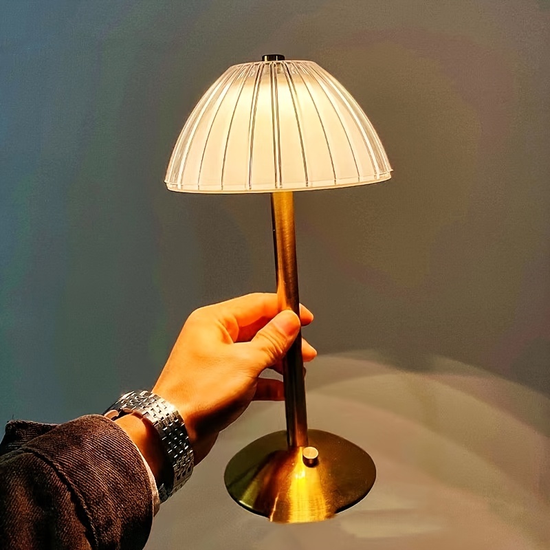 Juego de 2 lámparas de mesa LED de hongos portátiles con sensor táctil  brillo ajustable regulable de 3 colores lámpara inalámbrica dorada  recargable – Yaxa Colombia