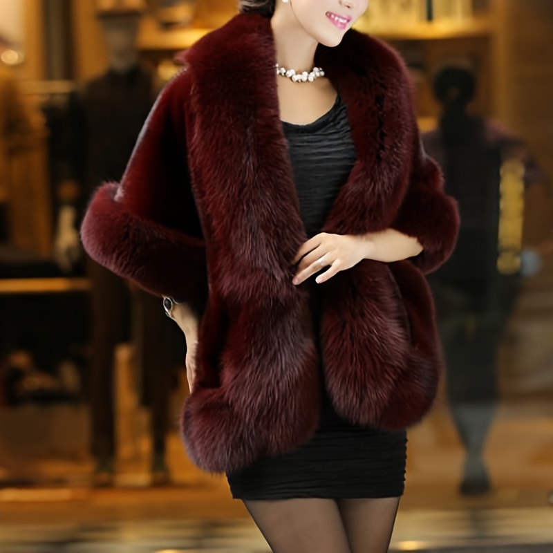 Imitation Mink Fur Faux Fur Shawl Solid Color Thick Warm Fake Fur