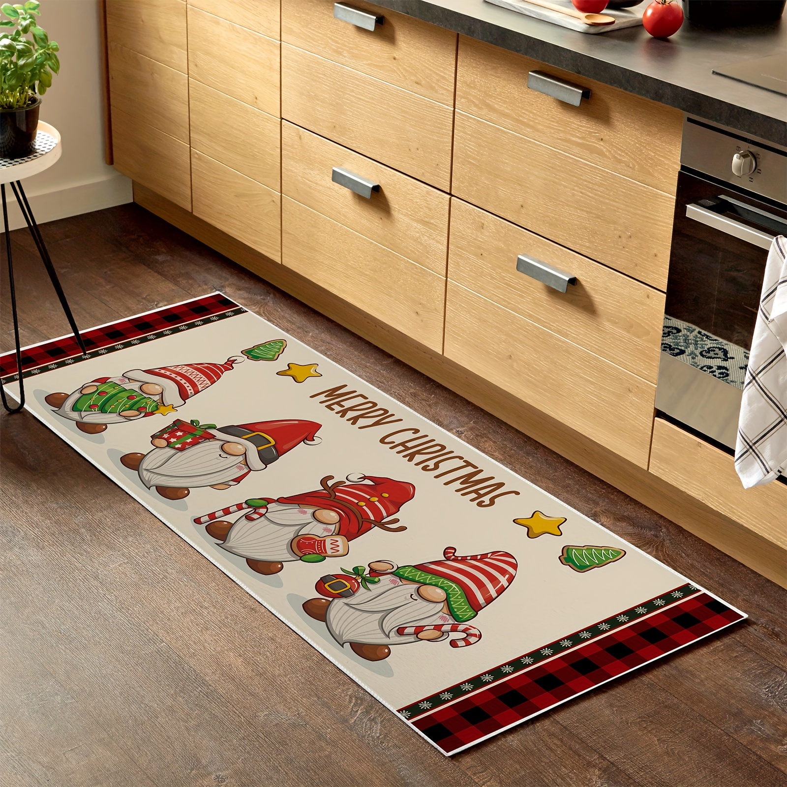 Plaid Christmas Gnome Pattern Floor Mat, Soft Anti-fouling Anti-slip Waterproof  Mat, Suitable For Living Room Kitchen Bedroom Laundry Room, Machine  Washable, Room Decor, Home Decor - Temu