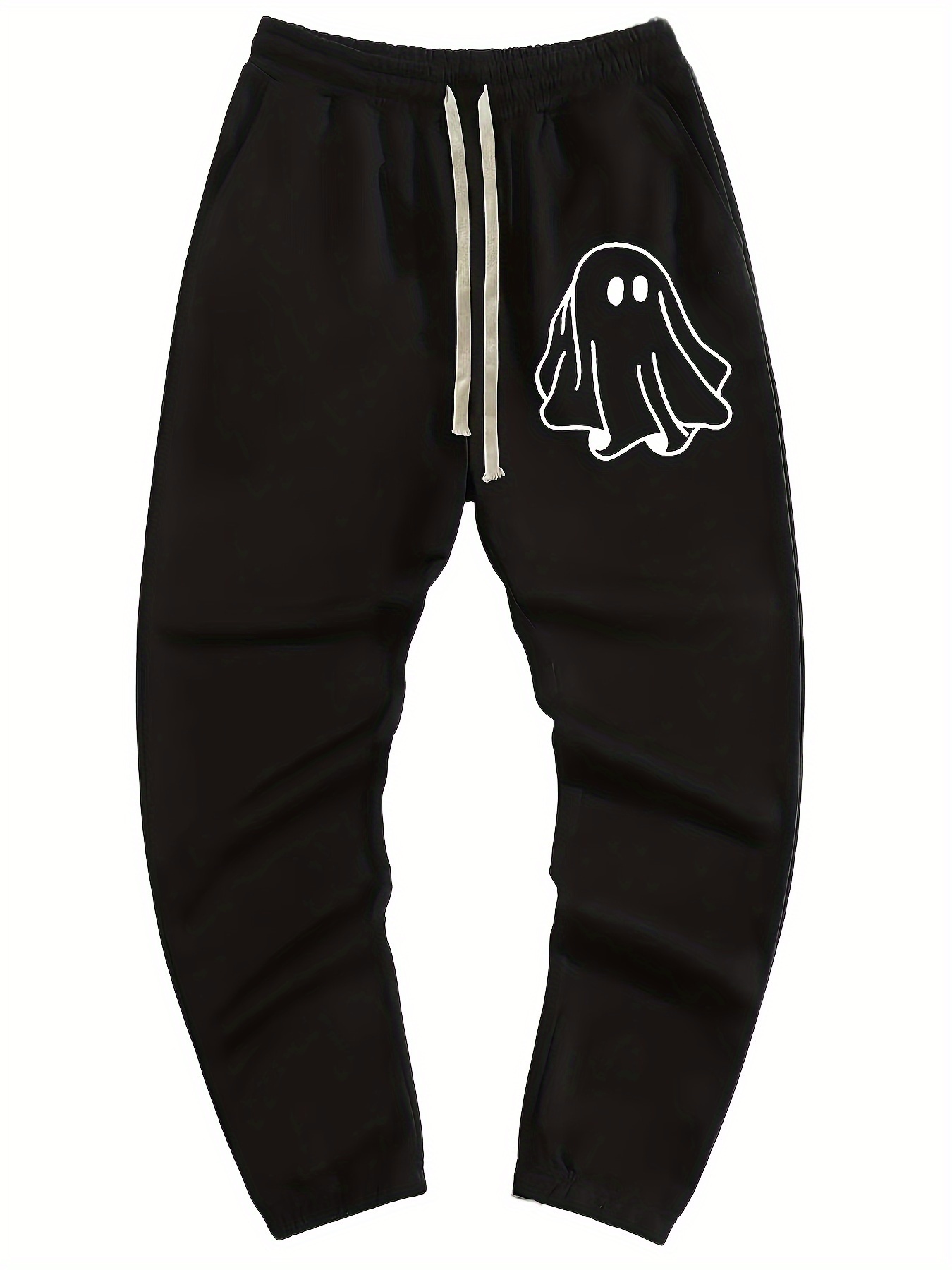 Cartoon Cute Ghost Print Drawstring Sweatpants Loose Fit - Temu Canada