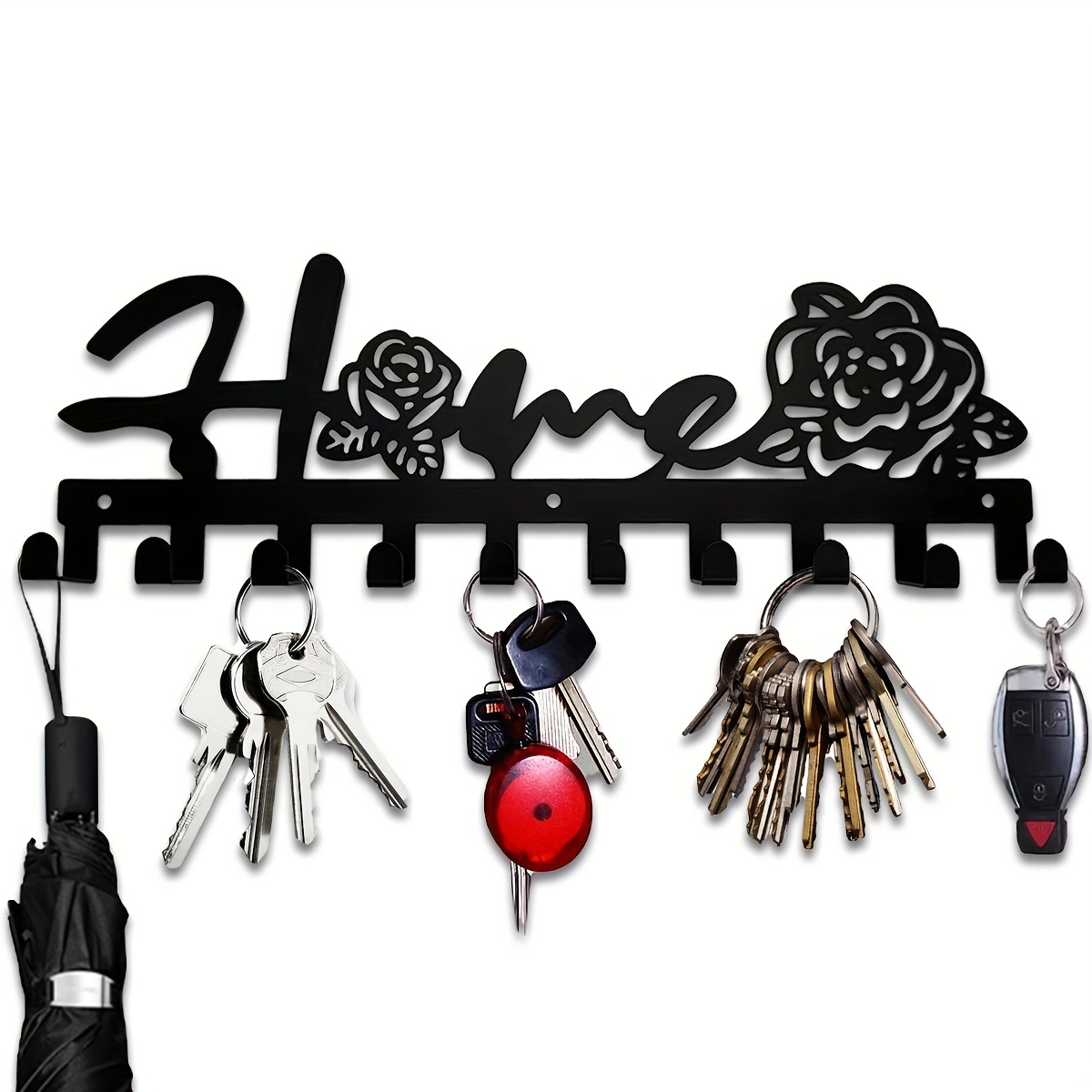 Home Rose Design Key Rack Metal Wall Mounted Key Coat Hook - Temu