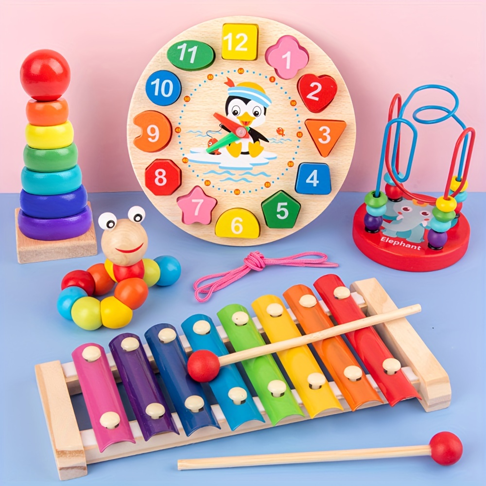 Educational Toys, Wooden Threading Bead Set