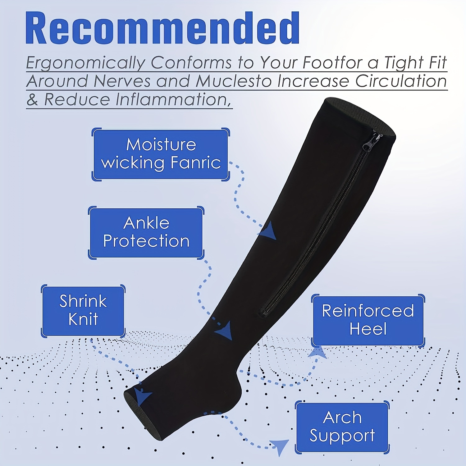 Miracle Socks Anti-Fatigue Compression Socks, Unisex Black, Black