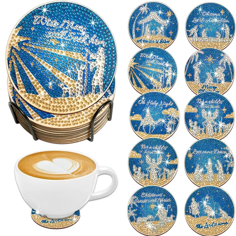 Diy Christmas Coaster Diamond Art Kits Size Scratch - Temu United
