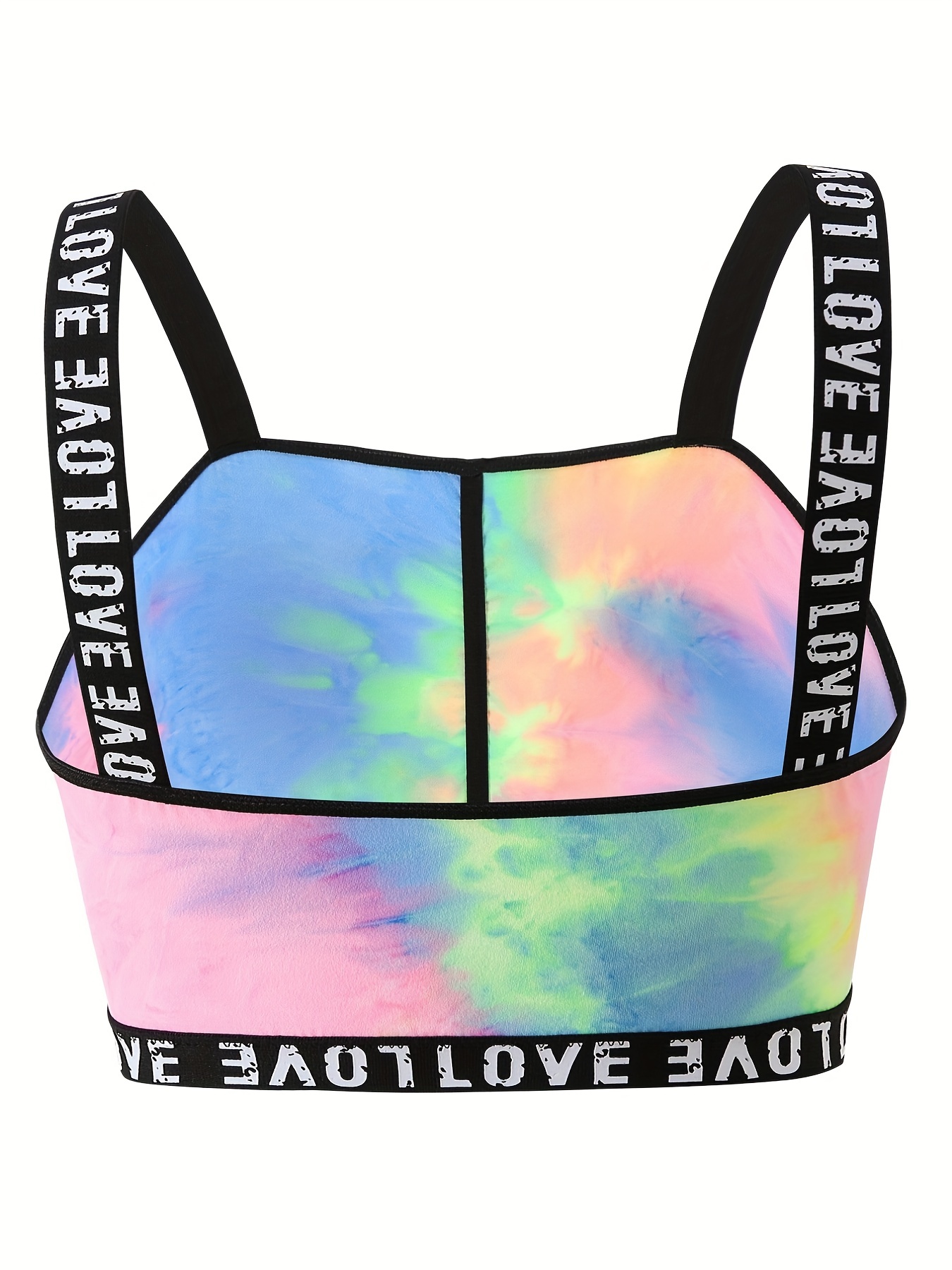 Plus Size Sexy Bra, Women's Plus Ombre Print Letter Tape Ruched Full Cover  Bralette