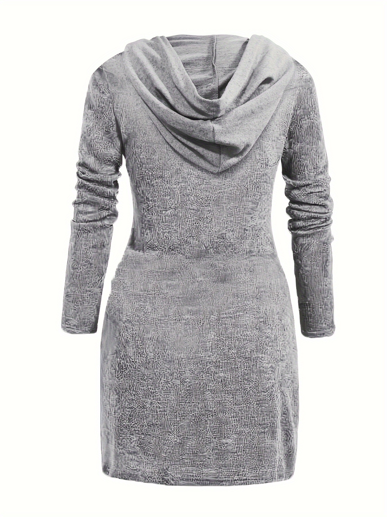 Solid Hooded Dress Casual Long Sleeve Versatile Dress - Temu