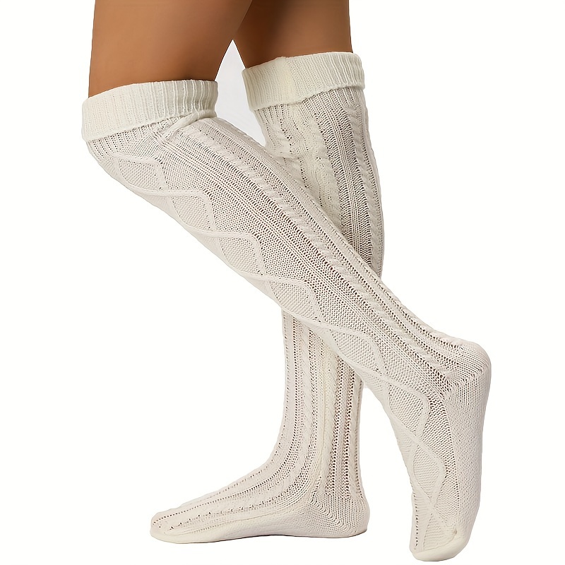 3 pares de calcetines de punto trenzado para mujer, calcetines altos para  botas por encima de la rodilla, cálidas, extra largas, medias de invierno