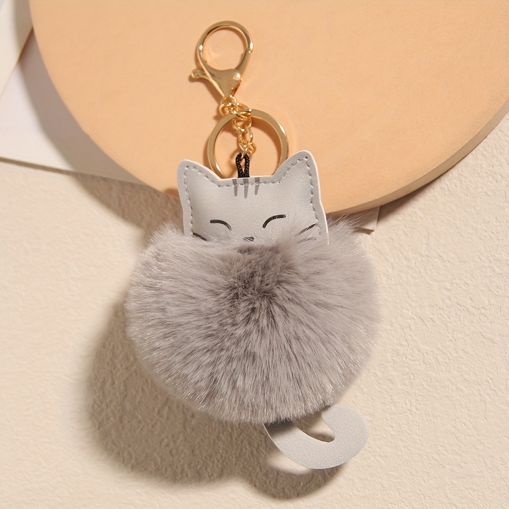 Fur Fluffy Ball PomPom Keychain Keyring Pendant Key Chains Bag Hanging  Decor