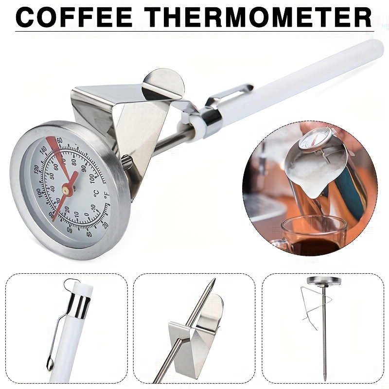 1pc Stainless Steel 1.5 Inch Coffee Thermometer, Kitchen Milk Pen Type  Clipable Pointer, Precise Thermometer, Pull Flower Needle Hand Brewing