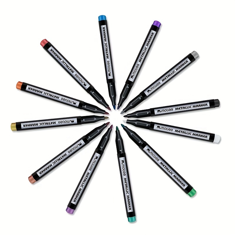Metallic Markers, Set of 12 Metallic Paint Markers for Black Paper
