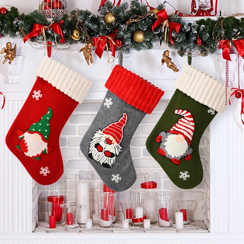 Christmas Stockings Plush Gnome Elf Socks Christmas Tree Fireplace Socks  Pendants Holiday Party Xmas Gift Bag Candy Socks