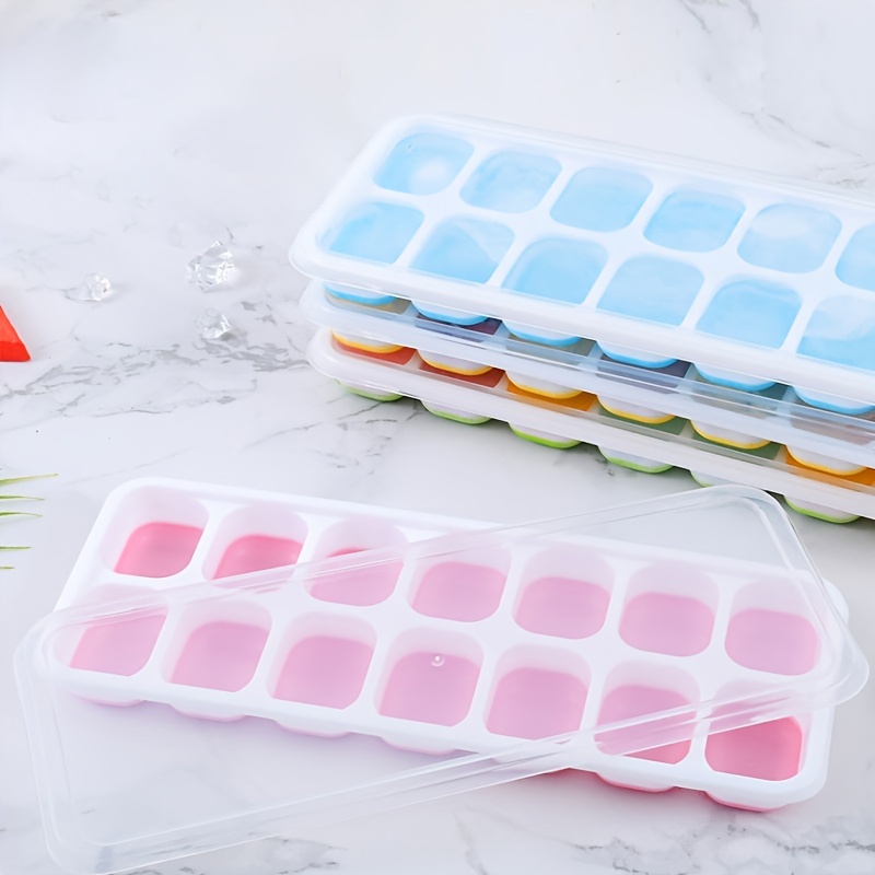 1pc 14 Grid Large Square Ice Cube Mold Silicone Soft Bottom Ice Cube Mold  With Cover Ice Cube Mold Ice Making Mold Square Ice Cube Mold