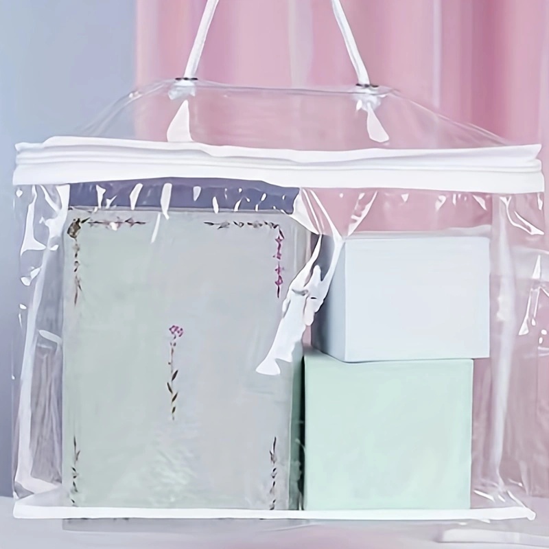 PVC Large Quilt Blanket Storage Bag Clear Zippered Under Bed Storage Bags  Clothes Moisture Dust-proof