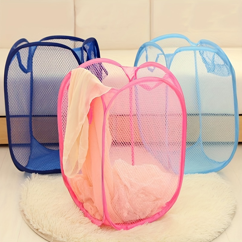 Cesto de lavandería emergente de malla, cesta de lavandería plegable, cesta  portátil para ropa sucia (30x30x50CM), 1 Uds. (azul)